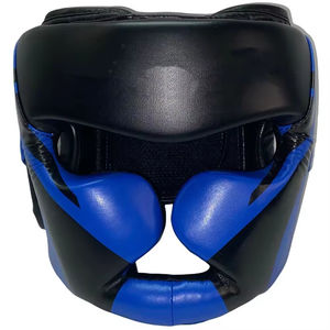 Nuevo Protector de Cabeza Profesional para Boxeo, con Logotipo Personalizado, en Color Negro y Azul, de Cuero, para Protección en Golpes - Product Image 1