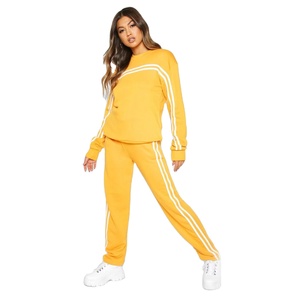 Ensemble de survêtement unisexe jaune léopard à manches longues, col rond, sweat-shirt décontracté et pantalon avec poches latérales, taille élastique, vêtements d'hiver - Product Image 1