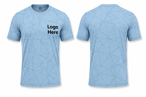 Men's Light Blue <b>Geometric</b> Pattern Short Sleeve T-<b>Shirt</b> Quick Dry Regular Fit O-Neck Knitted Polyester Casual Wear - Product Image 2