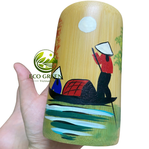 Handmade <b>Bamboo</b> Tumbler with Colorful Floral and Cultural Artwork for Gift Stores Home Decor Boutique Retail Resorts and Spas - Product Image 5