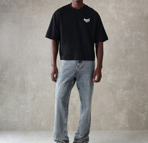 Camiseta Oversize Negra Personalizada para Hombre, Estilo Boxy, OEM, de Alta Calidad, Casual, Streetwear, Lisa, Marca Privada, Venta al Por Mayor - Product Image 5