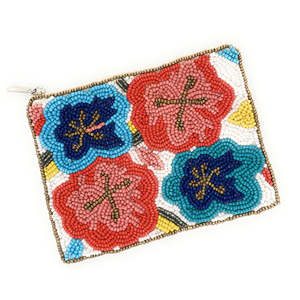 Women's Trendy Floral <b>Beaded</b> Pouch Handmade Embroidered Zipper Clutch Multicolor Sequin Coin Bag Summer Gift Water Shop - Product Image 2