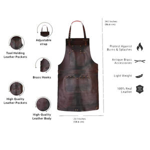 SALUBRIOUS SPORTS Unisex Polished Shiny Dark Cowhide Split Leather Welding Apron with <b>Spark</b> Proof Features - Product Image 6