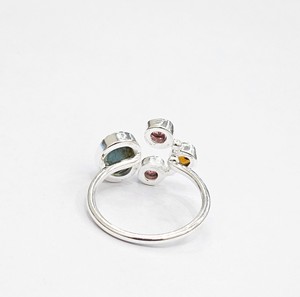 Natural Tourmaline Multi Stone <b>Ring</b> 925 <b>Sterling</b> <b>Silver</b> <b>Adjustable</b> Handmade Artisan Jewelry for Women Wholesale - Product Image 6