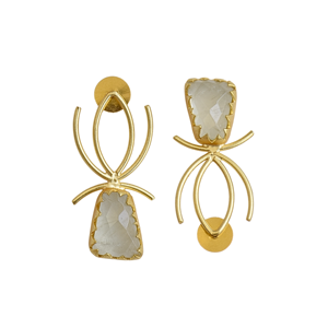 Pendientes de Calcedonia Natural, Ligeros, Hechos a Mano, Chapados en Oro, Joyería de Moda - Product Image 1