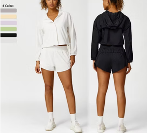 Casual Golf Running Outfits Hooded Athletic Clothes for Women, Windproof Sports Hoodie with Full Zipper - Product Image 3
