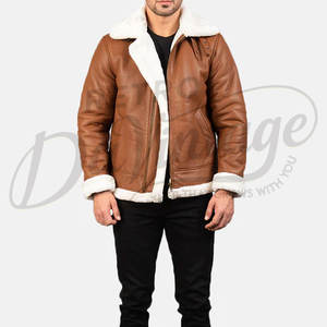Veste en cuir d'agneau véritable pour homme de qualité supérieure, doublée de fourrure, style motard, veste d'aviateur, vêtement d'extérieur décontracté pour l'hiver - Product Image 4