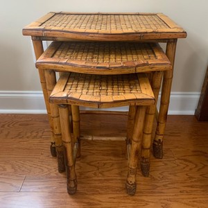 Modern Wood Nesting <b>Side</b> <b>Tables</b> Set | Industrial Metal Frame | Wholesale - Product Image 3