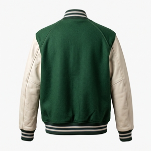 Chaqueta Varsity Verde Dumela para Hombre, Estilo Casual, Insignia Bordada, Cierre de Botones Frontales, Ropa de Invierno, Resistente al Viento - Product Image 2