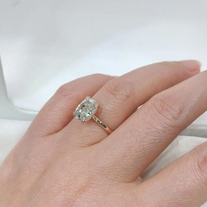 2.0 carat E Color VVS2 Clarity IGI Certified Elongated <b>Cushion</b> Cut Lab Grown Diamond Solitaire Hidden Halo Engagement <b>Ring</b> 14k W - Product Image 4