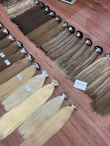 Extensiones de cabello humano vietnamita virgen con punta plana de queratina, cutícula alineada, doble trama, alta calidad, ondulado natural. - Product Image 2