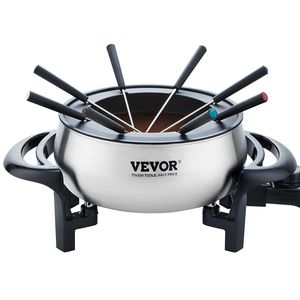 Set di pentole per fonduta elettrica da 8 forchette da 3 quarti in acciaio inossidabile scaldabagno per dessert al formaggio-pentole per il controllo della temperatura da esterno - Product Image 1