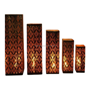 Juego de portavelas votivo de hierro cuadrado decorativo para el hogar de 5 piezas con portavelas decorativo con acabado recubierto de polvo negro votivo - Product Image 5