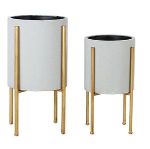 White Powder Coated Metal Planters Set Modern Wire <b>Frame</b> Flower Pots Indoor Decorative <b>Plant</b> Containers Glam Style - Product Image 1