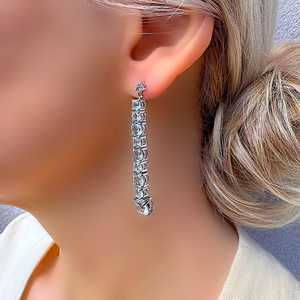 Boucles d'oreilles pendantes en argent sterling avec 10 pierres de topaze bleu ciel, bijoux élégants en pierres précieuses bleues, cadeau pour femmes - Product Image 6