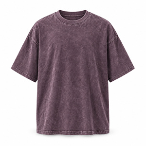 T-shirt violet délavé surdimensionné pour homme, vintage, à manches courtes, col rond, uni, décontracté, style streetwear - Product Image 1