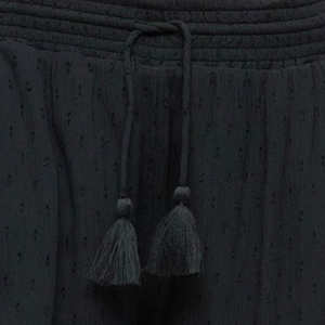 Shorts d'été décontractés pour femmes, noirs, à franges, avec cordon de serrage, taille élastique - Product Image 6