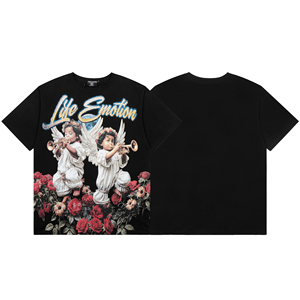 เสื้อยืดพิมพ์ลายประดับเพชร สไตล์อเมริกัน ฮิปฮอป สตรีทแฟชั่น ทรงโอเวอร์ไซส์ แขนสั้น สำหรับผู้ชาย ขายส่งจากอเมริกา ยี่ห้อ MIXED EMOTION - Product Image 3