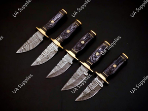 Hot Selling 2026 New Design Damascus Steel Fixed Blade Drop Point 15 cm Black Pakka Wood Handle Brass Guard Durable Razor Knife - Product Image 3