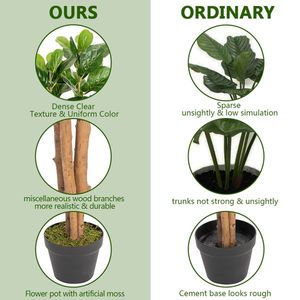 FCH 6FT Albero Artificiale Verde in Legno Massello con 156 Foglie, Simulazione di Ficus Benjamina - Product Image 3