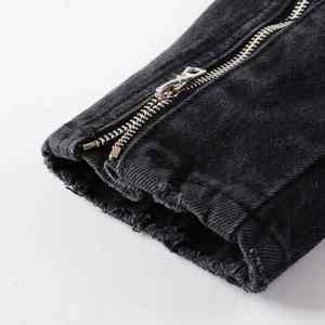 Veste en jean noire pour homme avec fermetures éclair, style motard, streetwear, denim épais, coupe slim avec ceinture, haute qualité - Product Image 5