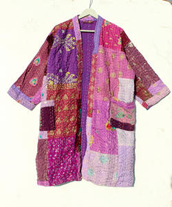 Kimono indio hecho a mano de algodón kantha para mujer y hombre, elegante ropa de playa, bata de baño estilo japonés con patchwork, regalo para ella. - Product Image 1