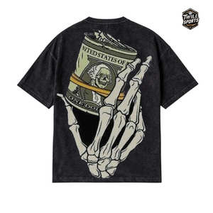 T-shirts pour hommes en coton 100% tricoté, délavé à l'acide, personnalisés, 240g, coupe oversize, grande taille, couleur unie, vintage, anti-rétrécissement, col rond, manches courtes - Product Image 2