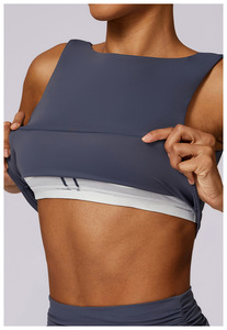 Ensemble de vêtements de sport pour femmes, respirant, séchage rapide, à carreaux, de haute qualité, en spandex/nylon, taille élastique, devant en tissu extensible, pour yoga, course à pied - Product Image 4