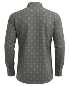 Camisa de Vestir Personalizada para Hombre, Color Gris Oscuro, Estampada, Corte Entallado, Botones, Manga Larga, Informal, Formal, para Oficina, Mezcla de Algodón, OEM Personalizado - Product Image 5
