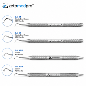 ชุดอุปกรณ์ขูดหินปูนฟันแบบปลายเดี่ยวและอุปกรณ์ขูดหินปูนฟันชนิด Periodontal Scaler รุ่น Premium Dental Ball Series ผลิตจากสแตนเลสสตีล สำหรับมืออาชีพ OEM Zetomed Pro - Product Image 3