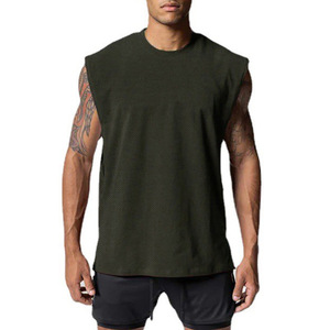 <b>Men's</b> Dark Green Sleeveless Tank Top O-Neck Solid Color Knitted Breathable Casual <b>Vest</b> - Product Image 1