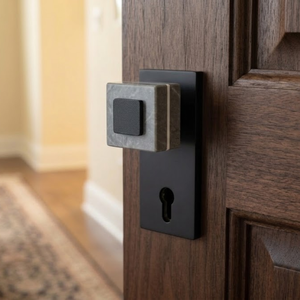 Juego de Manijas de Puerta Premium |   Manija de cerradura de embutir con diseño de pomo de mármol auténtico |   Acero Inoxidable con Acabado PVD Antiguo |   Lujoso y Resistente - Product Image 3