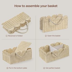 Panier à couches en osier festonné fait main, organisateur de rangement pour chambre de bébé, tissé naturellement, vente en gros fabricant - Product Image 6