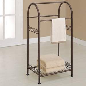 Porte-serviettes en métal de grande capacité pour salle de bain, organisateur de sol avec design minimaliste moderne et base stable - Product Image 1