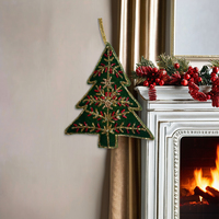 Décoration murale de Noël 2025 faite à la main, durable, douce, en forme d'arbre, brodée, multicolore, écologique, pour filles et femmes