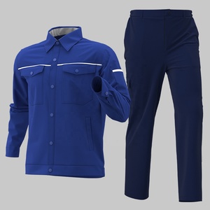 Chaqueta de Trabajo Azul Oscuro con Mangas Amarillas y Cinta Reflectante, Uniforme de Seguridad de Alta Visibilidad para Uso Industrial - Product Image 6