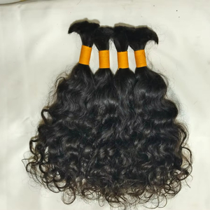 Cheveux humains indiens bruts non traités naturels ondulés raides bouclés en paquet pour tissage, vente en gros, super single drawn, trame plate - Product Image 1