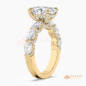 Moissanite Pear Three <b>Stone</b> Ring for Women Gold Tone Engagement Anniversary Jewelry Elegant Daily Style - Product Image 6