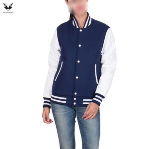 Women's Navy Blue Varsity Jacket With White Sleeves Best Selling Highest Quality Winter Outer Wear Customized Jackets For Women - Product Image 6