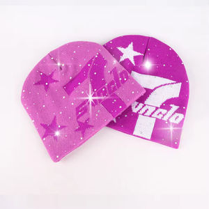 หมวกบีนนี่แจ็คการ์ดคุณภาพสูง ปักโลโก้ได้ตามต้องการ ขายดี หมวกไหมพรมฤดูหนาว หมวกชายหาดทรงสลัชชี่ ประดับคริสตัล ฟรีไซส์ ระบายอากาศได้ดี - Product Image 6