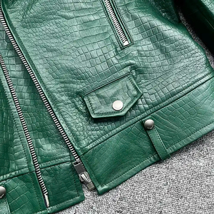 Chaqueta de Motocicleta de Cuero PU con Flecos de Piel de Vaca Auténtica para Mujer, Azul, Estilo Atrevido, Cierre de Cremallera, Invierno, Superventas - Product Image 5