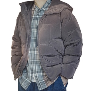 Abrigo cálido grueso de invierno para hombre, nueva chaqueta gris con capucha de pato blanco informal, decoración de bolsillo de longitud larga, chaqueta acolchada versátil - Product Image 1