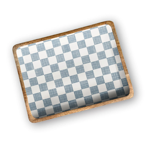 Juego de vajilla de cocina y bandeja de servicio de madera de mango esmaltada, tallada a mano, con estampado en blanco y negro, ecológica, para el hogar y el jardín. - Product Image 2