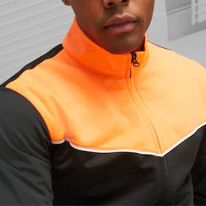 Ensemble de jogging uni de qualité supérieure pour hommes |   Survêtement noir obsidienne orange solaire V-Panel |   Ensemble de survêtement zippé - Product Image 5
