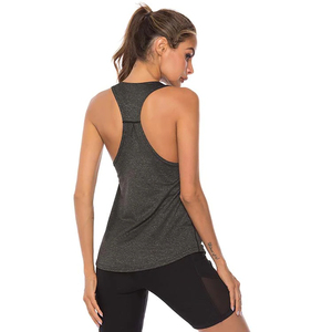 Camiseta sin mangas de punto gris sólido para mujer, cuello redondo, sin mangas, informal, transpirable, para fitness - Product Image 3