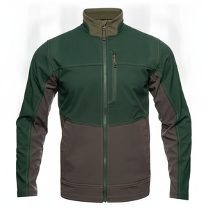 Veste en polaire verte pour homme, col montant, fermeture éclair, color block, décontractée, coupe régulière, coupe-vent, pour l'automne - Product Image 1