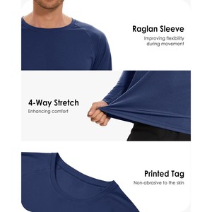 Camiseta de Compresión de Manga Larga para Hombre, Color Azul Marino, Secado Rápido, Poliéster, Talla Adulto, para BJJ MMA - Product Image 3