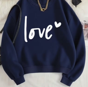เสื้อสเวตเชิ้ตผู้หญิงสีชมพู คอกลม ทรงโอเวอร์ไซส์ ผ้าคอตตอนผสมสไตล์วินเทจ ปักลายตัวอักษรคำว่ารัก แขนยาว สวมใส่สบายๆ - Product Image 4