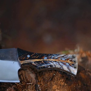 Couteau à découper en acier au carbone forgé – Lame artisanale de 12 pouces avec manche en bois nid d'abeille et étui en cuir – Couteau d'extérieur - Product Image 2