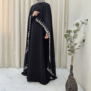 High Quality Luxury <b>Chiffon</b> Embroidered Modest Floor Length <b>Abaya</b> Dress for Women Matching Hijab Handmade Four-Way Stretch for - Product Image 3